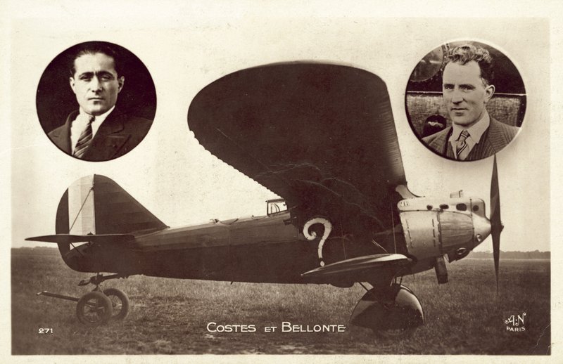 Dieudonne Costes och Maurice Bellonte, franska flygare (s/v foto) av French Photographer