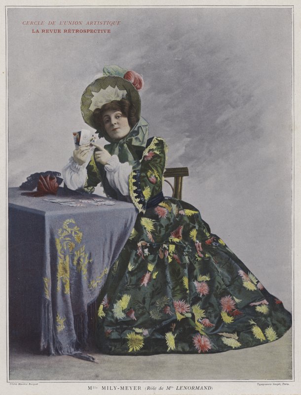 Emilie Mily-Meyer som Mademoiselle Lenormand i La Revue Retrospective (färgad bild) av French Photographer
