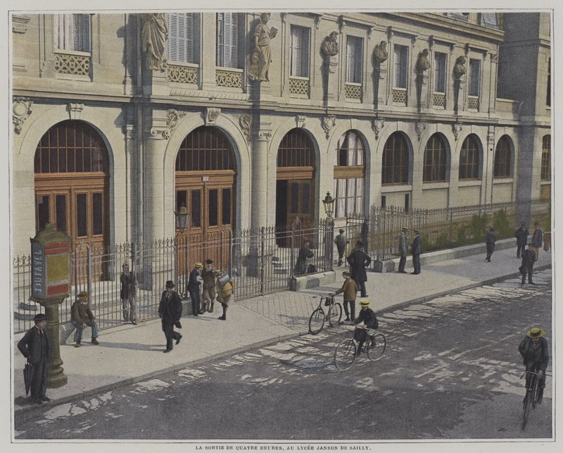 Slut på skoldagen klockan fyra, Lycee Janson de Sailly, Paris (färgfoto) av French Photographer