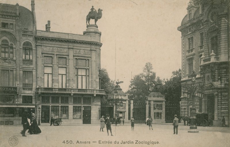 Ingång till Zoologiska trädgården i Anvers. Vykort skickat 1913. av French Photographer