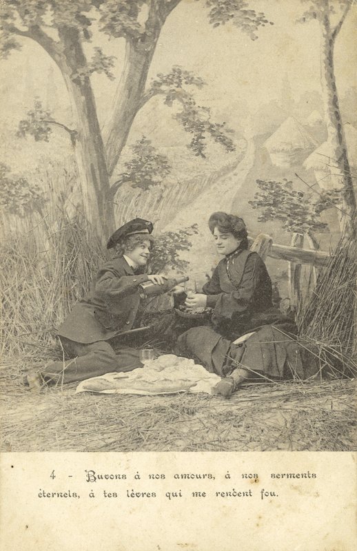 Kvinnliga älskare på landet (s/v foto) av French Photographer