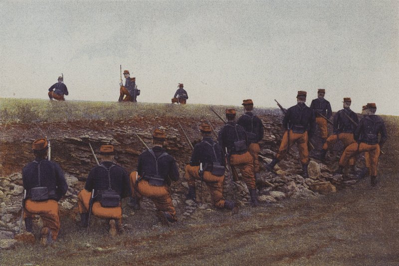 Franskt infanteri på manövrar (färgfoto) av French Photographer