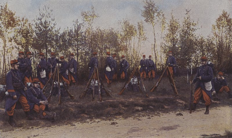 Franskt infanteri på manövrar (färgfoto) av French Photographer