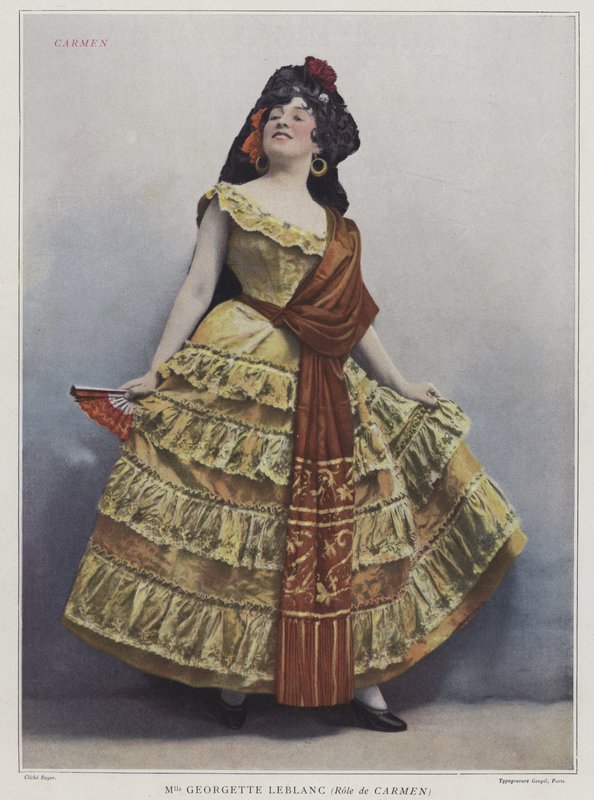 Georgette Leblanc som Carmen, 1899 (färgat foto) av French Photographer
