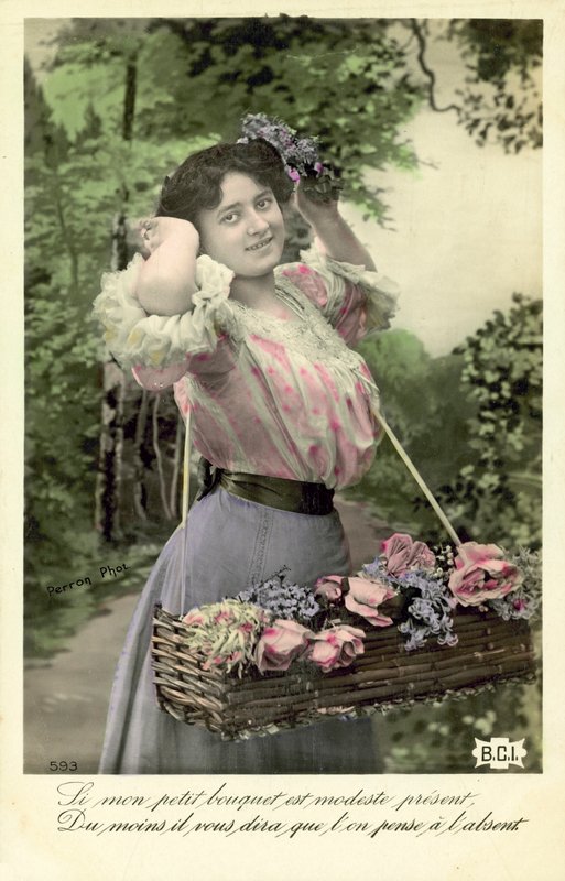 Flicka med blommor till salu av French Photographer