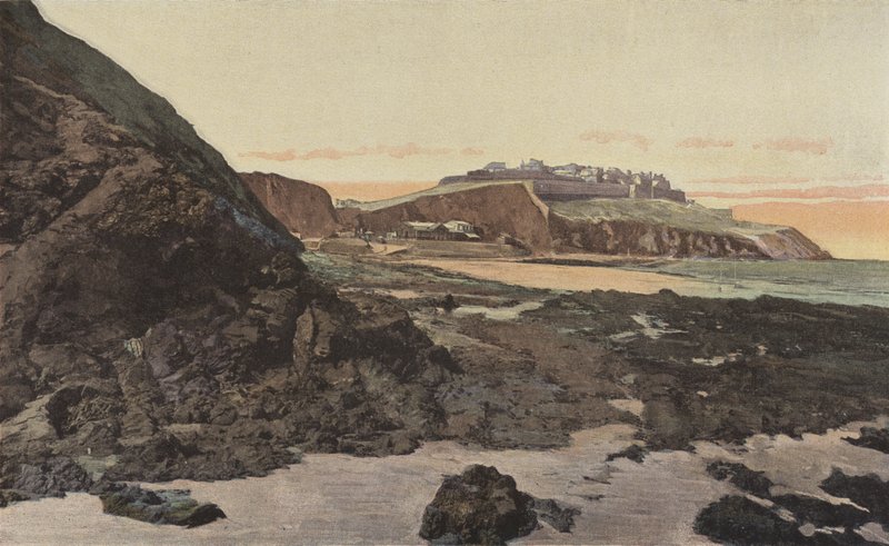 Granville, den övre staden och stranden av French Photographer