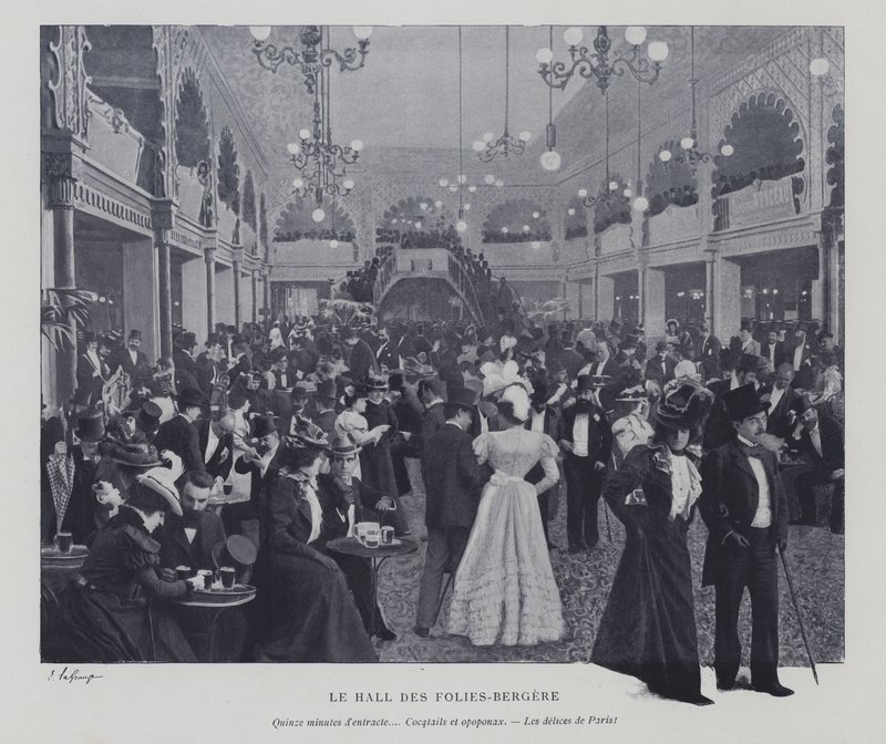 Hall of the Folies Bergere, Paris, under en paus (s/v foto) av French Photographer