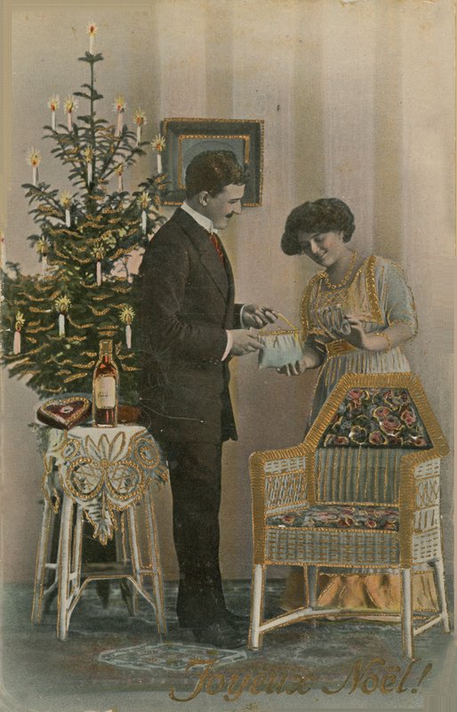 Vykort med god jul skickat 1913 (handfärgat foto) av French Photographer