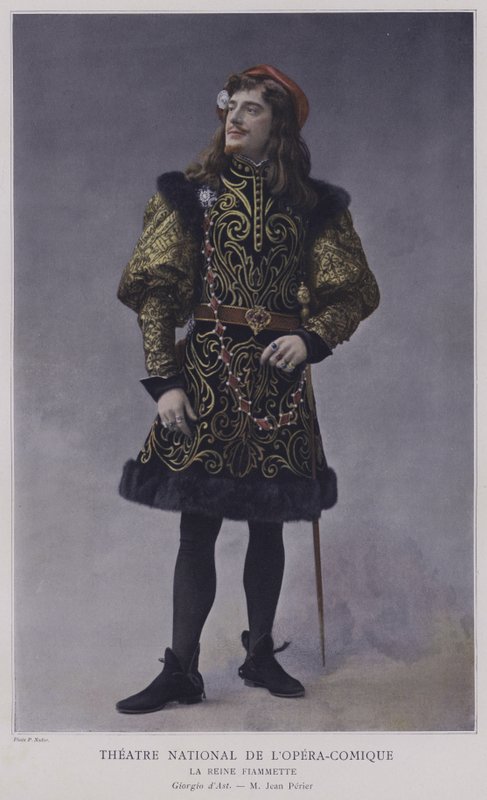 Jean Perier som Giorgio dAst i La Reine Fiammette (färgad bild) av French Photographer