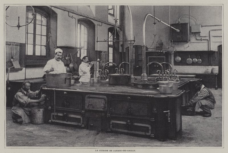 Kitchen of the Lycee Janson-de-Sailly, Paris (s/v foto) av French Photographer