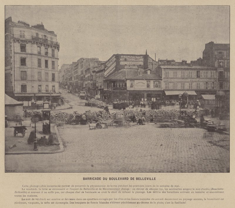 Pariskommunen, Barrikaden på Boulevard De Belleville (s/v foto) av French Photographer