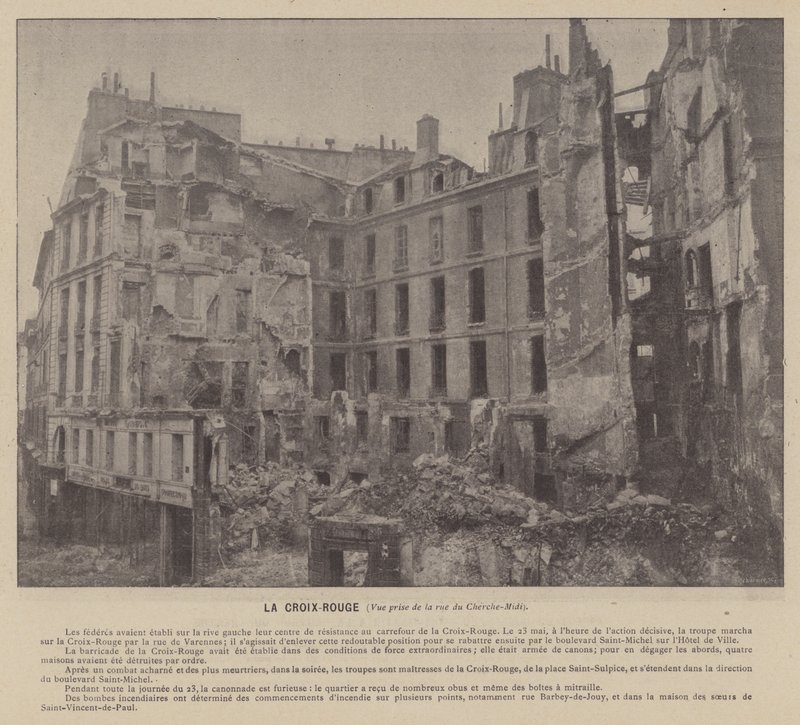 Pariskommunen, Röda Korset, Utsikt från rue du Cherche-Midi (s/v foto) av French Photographer