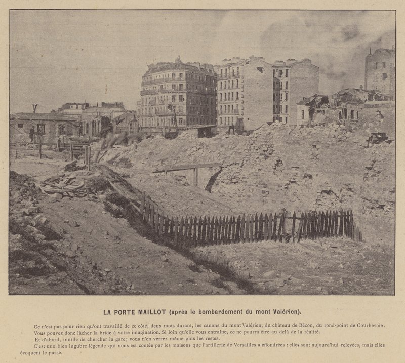 Pariskommunen, La Porte Maillot, efter bombardementet av Mont Valerien (s/v foto) av French Photographer