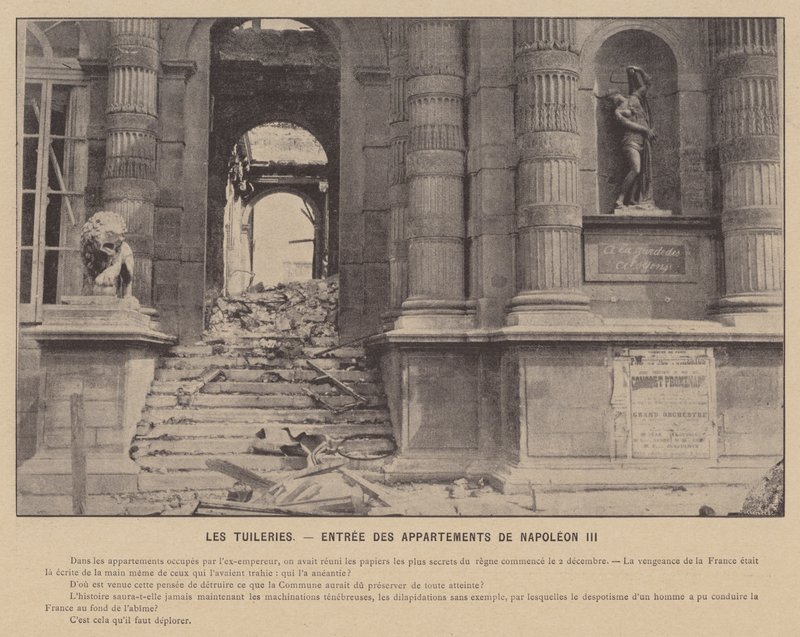 Pariskommunen, Tuilerierna, ingången till Napoleon III:s lägenheter (s/v foto) av French Photographer