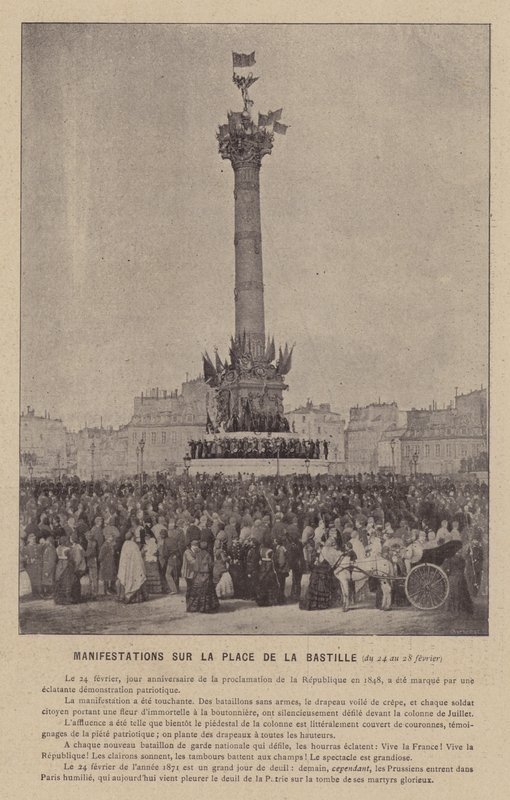 Pariskommunen, demonstrationer på Place De La Bastille, 24-28 februari (s/v foto) av French Photographer