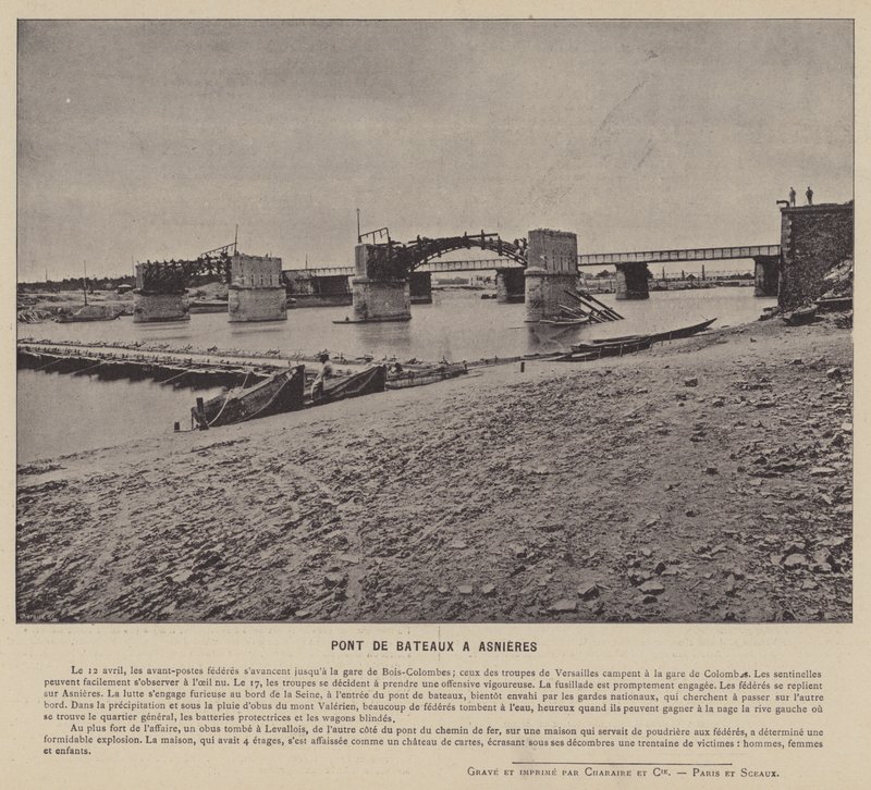 Kommunen i Paris, Pont De Bateaux i Asnieres (s/v foto) av French Photographer