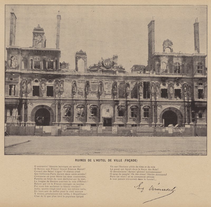 Pariskommunen, ruinerna av Hotel De Ville, Fasad (s/v foto) av French Photographer