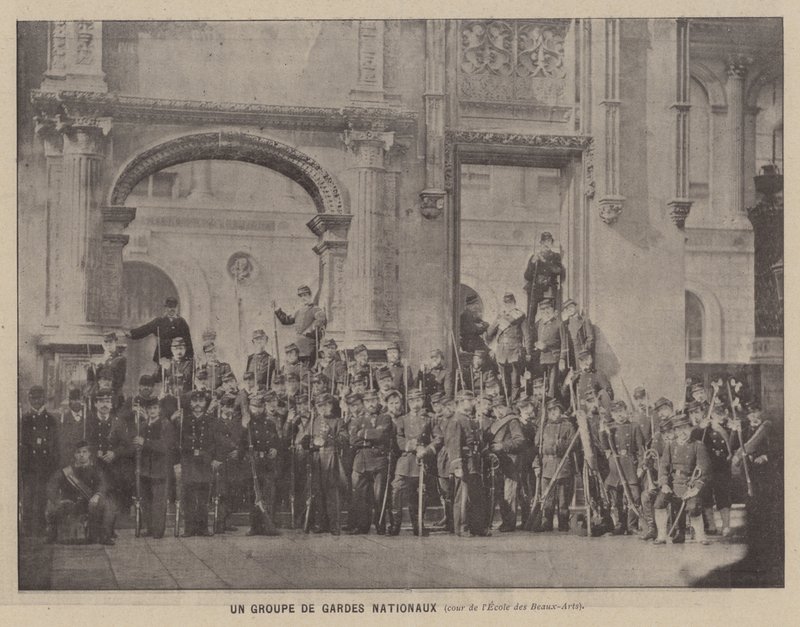 Pariskommunen, en grupp nationella gardister, innergården till Ecole des Beaux-Arts (s/v foto) av French Photographer