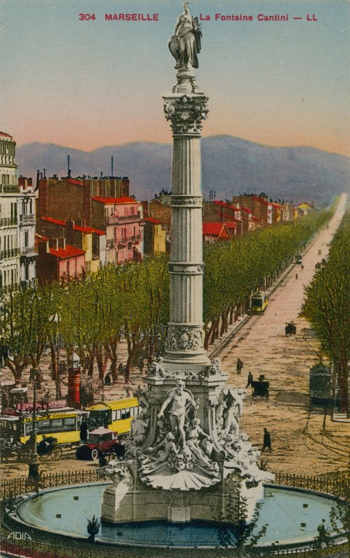 La Fontaine Cantini i Marseille. Byggd av skulptören Andre Allar. Vykort skickat 1913. av French Photographer