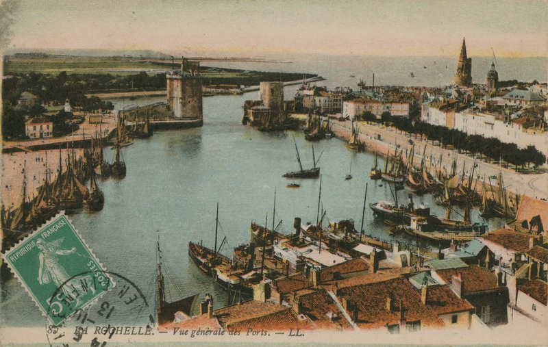 La Rochelle - utsikt över hamnen. Vykort skickat 1913. av French Photographer