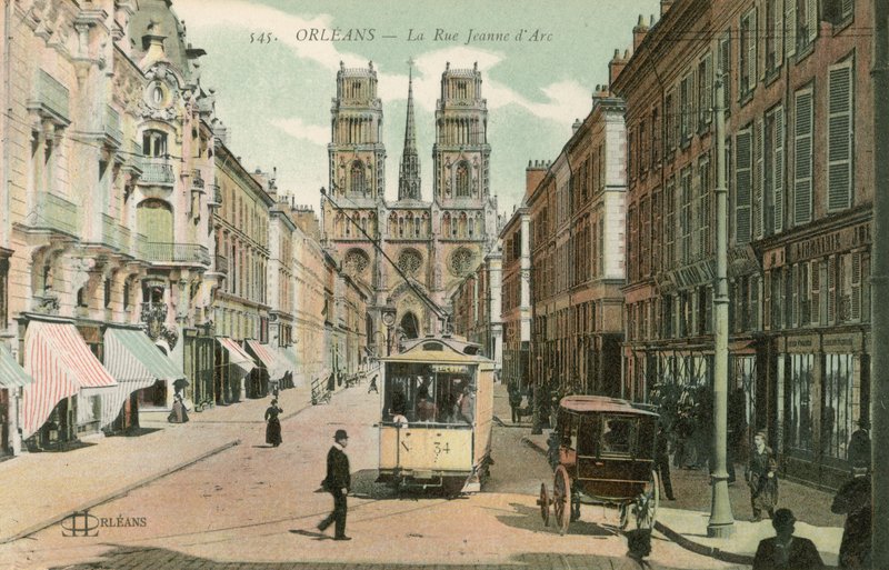 La Rue Jeanne dArc i Orleans. Vykort skickat 1913. av French Photographer