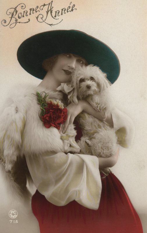Dam som håller en liten hund av French Photographer