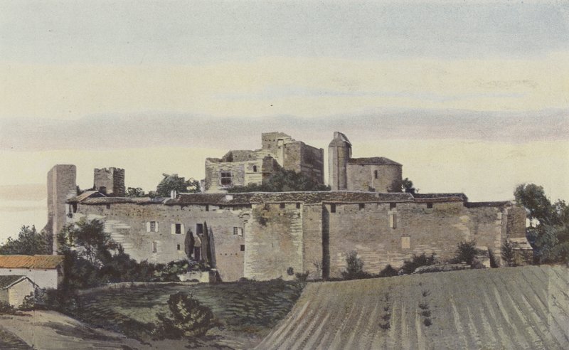Larressingle, ruinerna av the Chateau of the Bishops of Condom av French Photographer