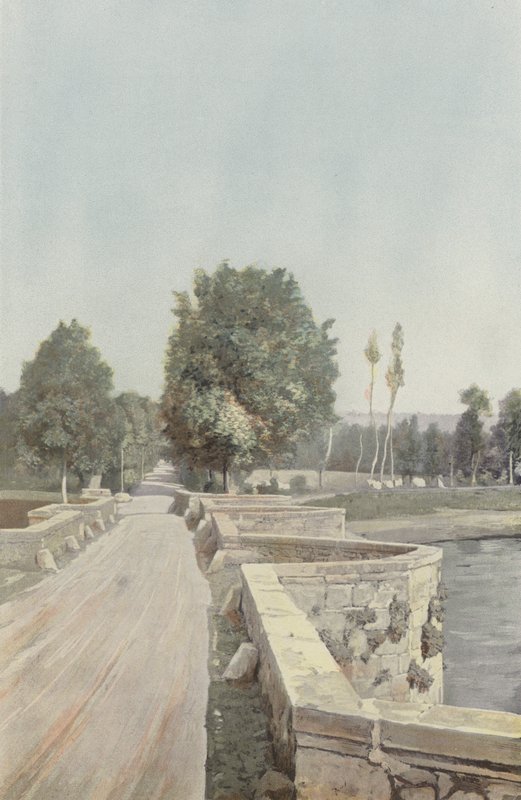 Le Moutier-DAhun, Gammal bro över Creuse, Vy tagen från vänster strand av French Photographer