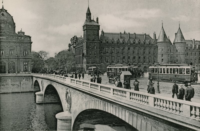 Pont au Change och Palais de Justice, Pont au Change och domstolen (fotogravyr) av French Photographer