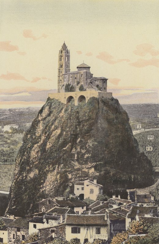 Le Puy, Saint-Michel kyrka, på toppen av klippan i Aiguilhe av French Photographer
