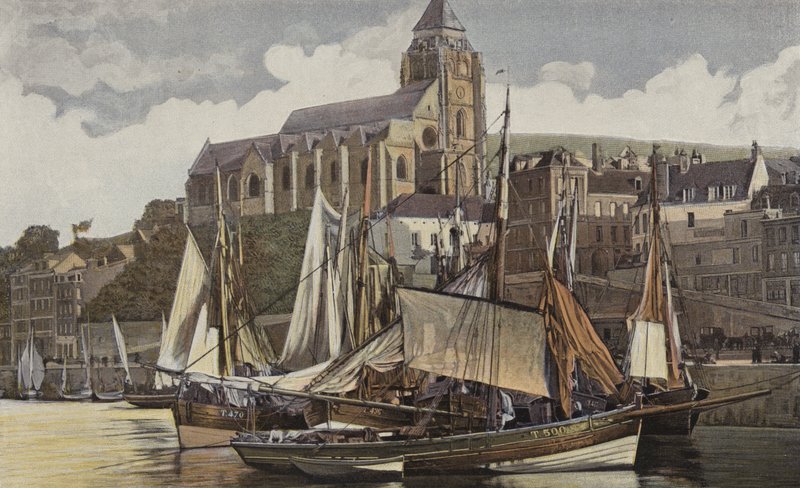 Le Treport, kyrkan och hamnen av French Photographer