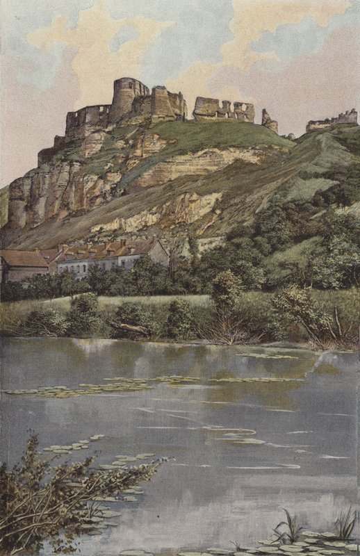 Les Andelys, Chateau Gaillard, flodens kust av French Photographer