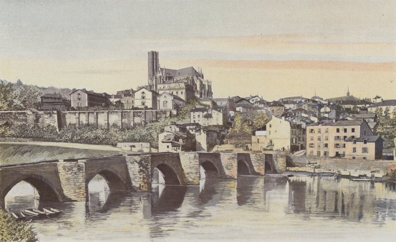 Limoges, allmän utsikt, tagen uppströms från Pont Saint-Etienne (g. Viennes strand) av French Photographer