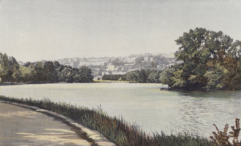 Lyon, Coteau de la Croix-Rousse, Utsikt tagen vid sjön från Parc de la Tete-dOr av French Photographer