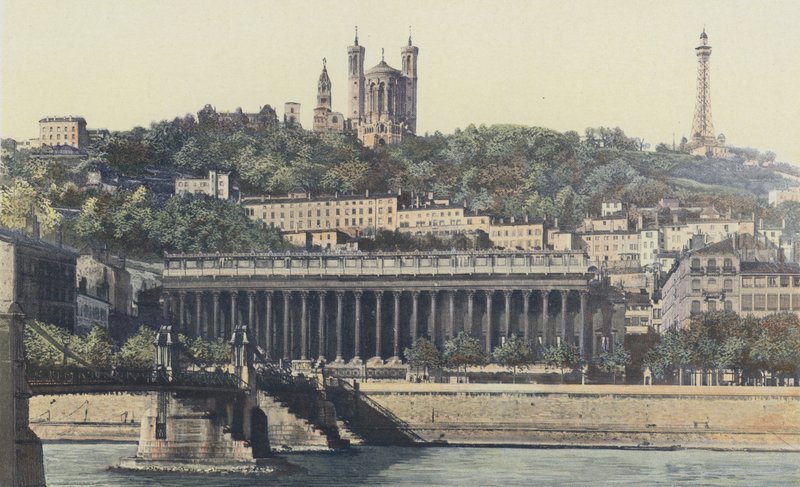 Lyon, Justitiepalatset och Basilicas of Fourviere av French Photographer