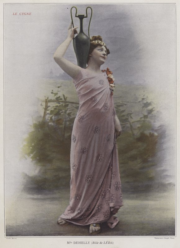 Mademoiselle Dehelly som Leda i Le Cygne (färgad bild) av French Photographer