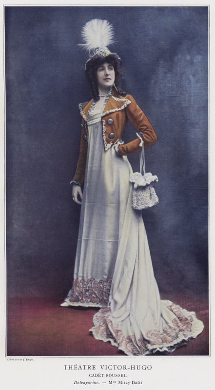 Mademoiselle Mitzy-Dalti som Delvaporine i Cadet Roussel (färgad bild) av French Photographer