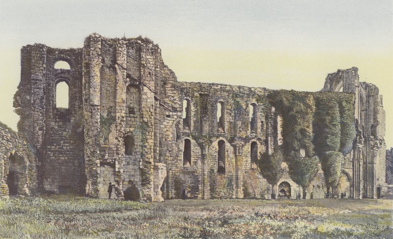 Maillezais, Old Abbey, Interiörvy av ruinerna av kyrkan av French Photographer