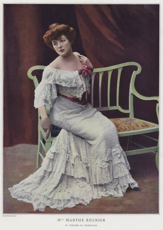 Marthe Regnier, fransk skådespelerska (färgad bild) av French Photographer