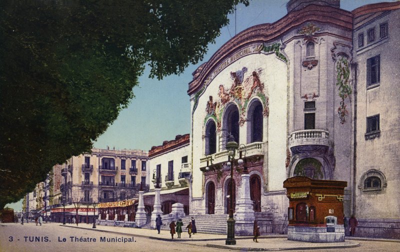 Municipal Theatre, Tunis, Tunisien (färgad bild) av French Photographer