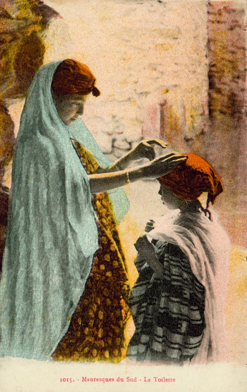 Muslimsk kvinna och barn (färgfoto) av French Photographer