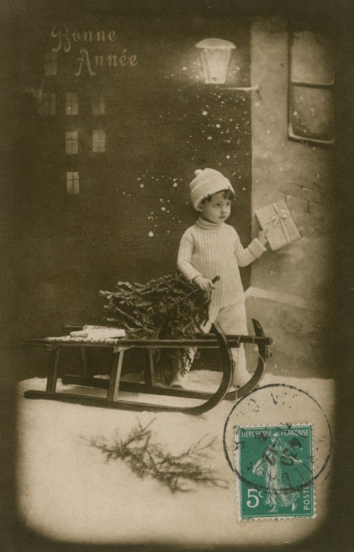 Nyårshälsningskort, skickat 1913 av French Photographer