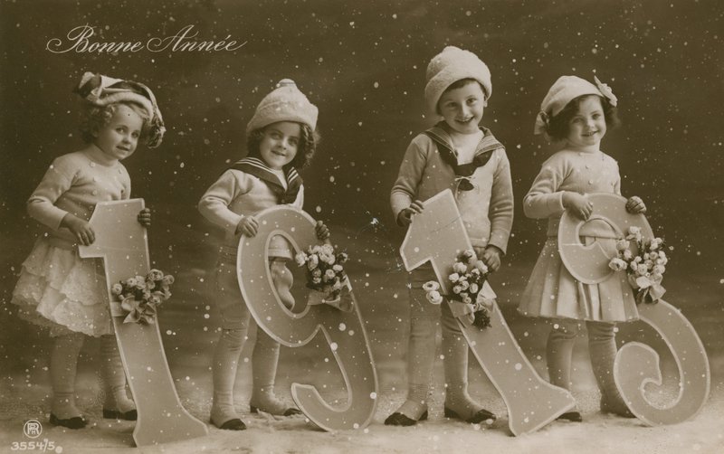 Nyårshälsningar vykort, skickat 1913 av French Photographer