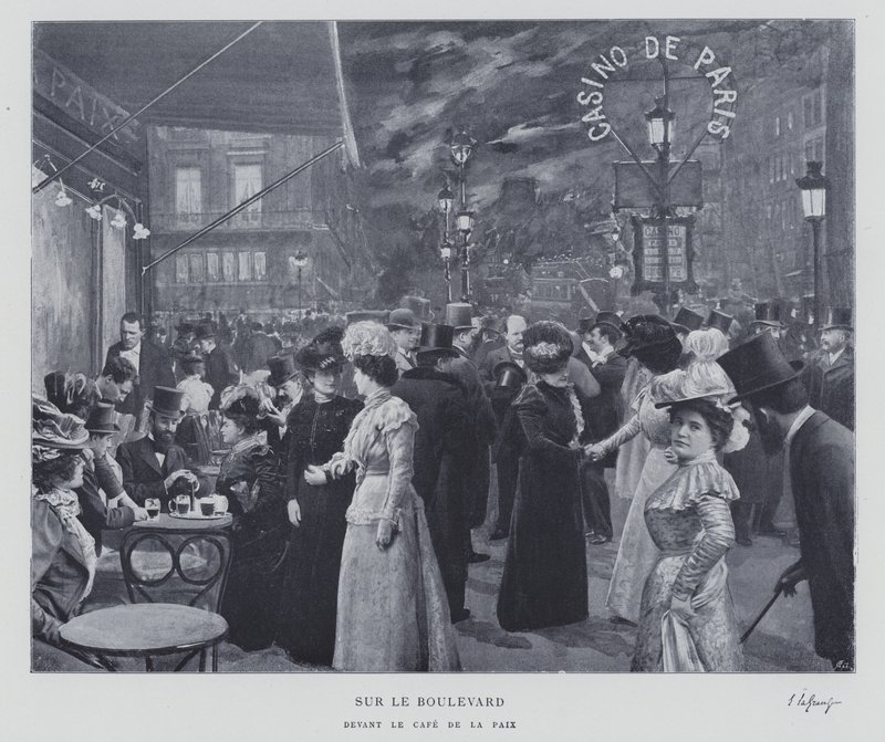 På boulevarden utanför Cafe de la Paix, Paris (s/v foto) av French Photographer