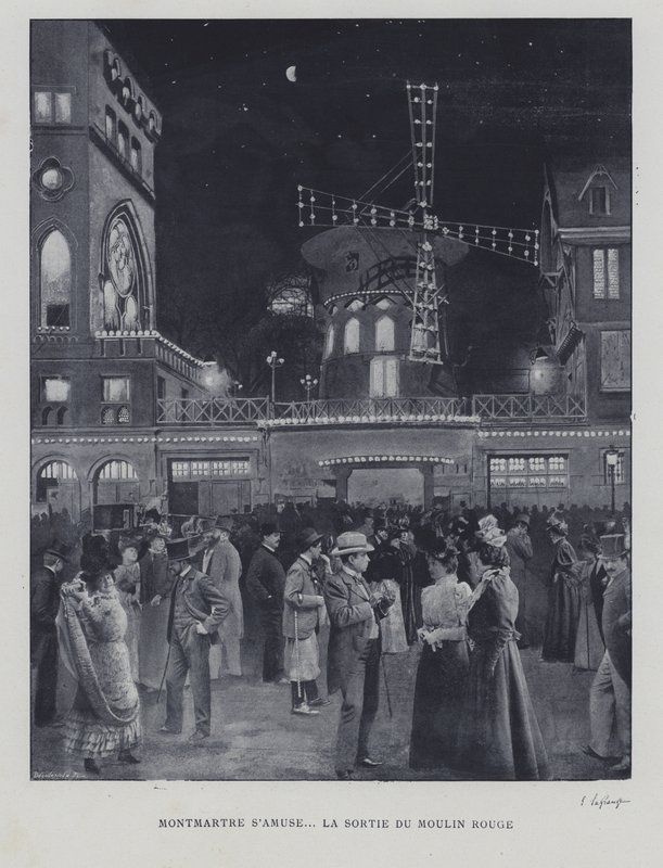 Utanför Moulin Rouge, Montmartre, Paris (s/v foto) av French Photographer
