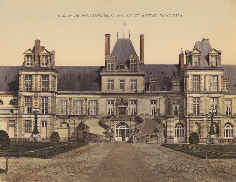 Palais de Fontainebleau, fasad och huvudingång (färgfoto) av French Photographer