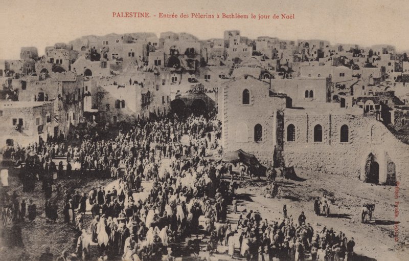 Palestina, pilgrimernas inresa till Betlehem på juldagen av French Photographer