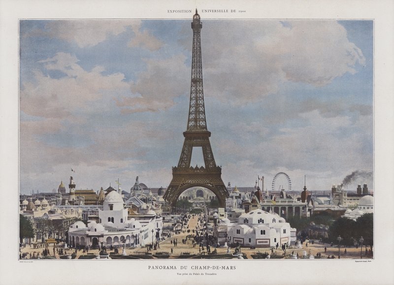 Panorama över Champ de Mars under Exposition Universelle 1900, Paris (färgfoto) av French Photographer
