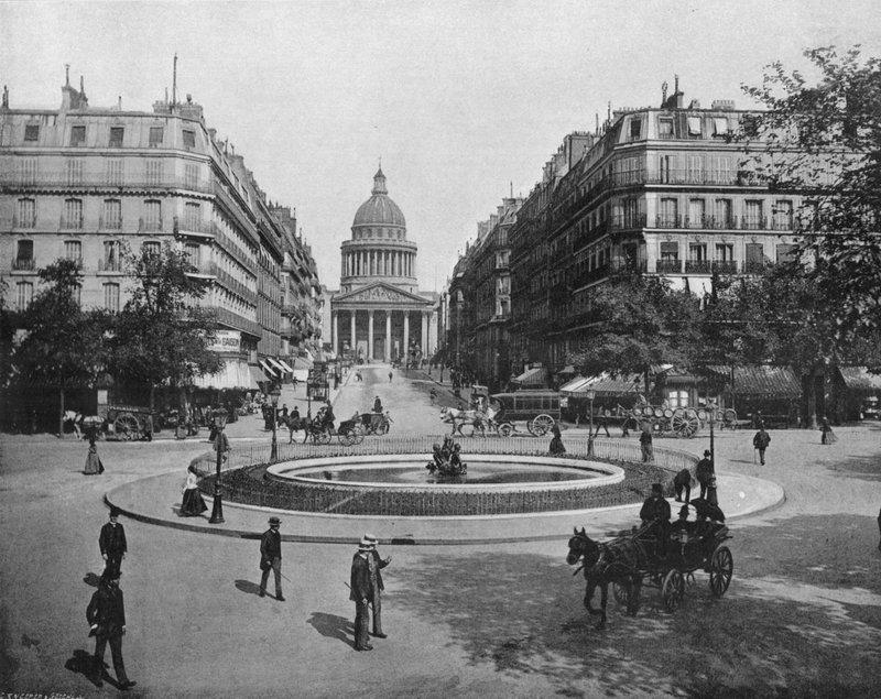 Paris - Place Medicis, Rue Soufflot och Pantheon (s/v foto) av French Photographer