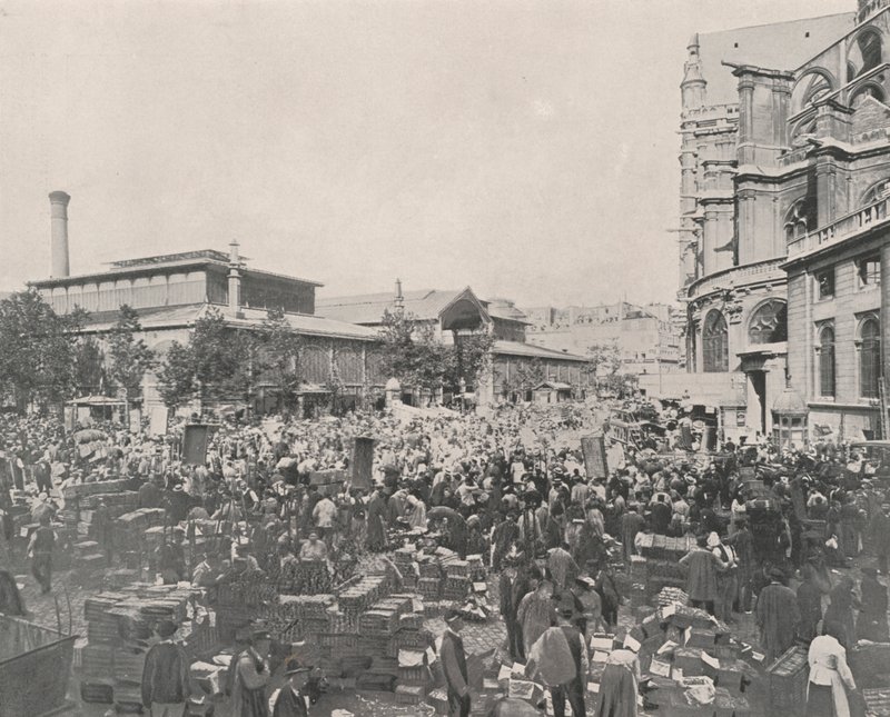 Paris: Central Market och Saint Eustache Church (s/v foto) av French Photographer